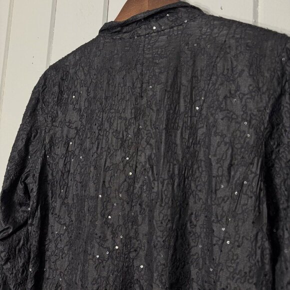 Eileen Fisher Women’s Jacket Black Sequin 100% Silk Jacket Snap Closure Small - Picture 11 of 15